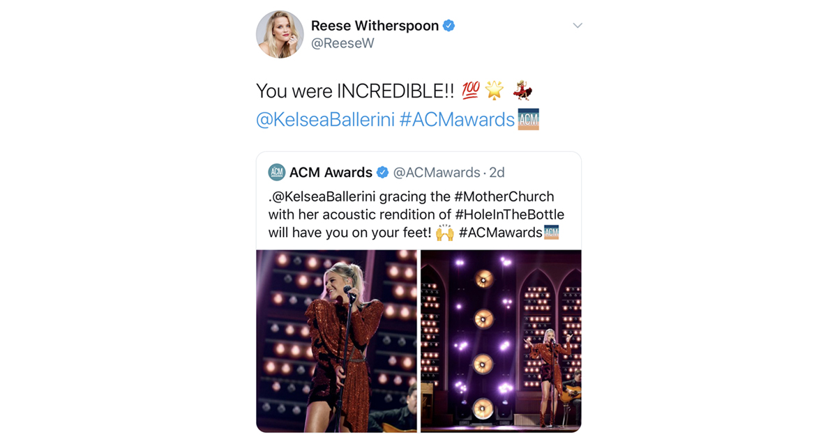 Reese Witherspoon Kelsea Ballerini Tweets